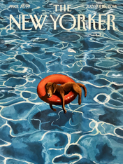 Dog Floating Pool New Yorker Wall Art Print - unframed