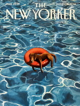 Dog Floating Pool New Yorker Wall Art Print