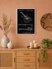Electric Guitar Patent Wall Art Print, Chalkboard Style - white framed