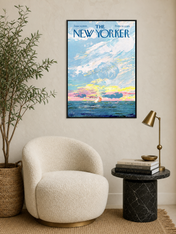 The New Yorker Sailboat Cover Wall Art Print - black framed