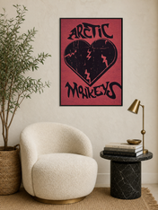 Arctic Monkeys Heart Graphic Wall Art Print - black framed