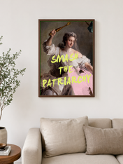 Smash the Patriarchy Feminist Wall Art Print - dark wood framed