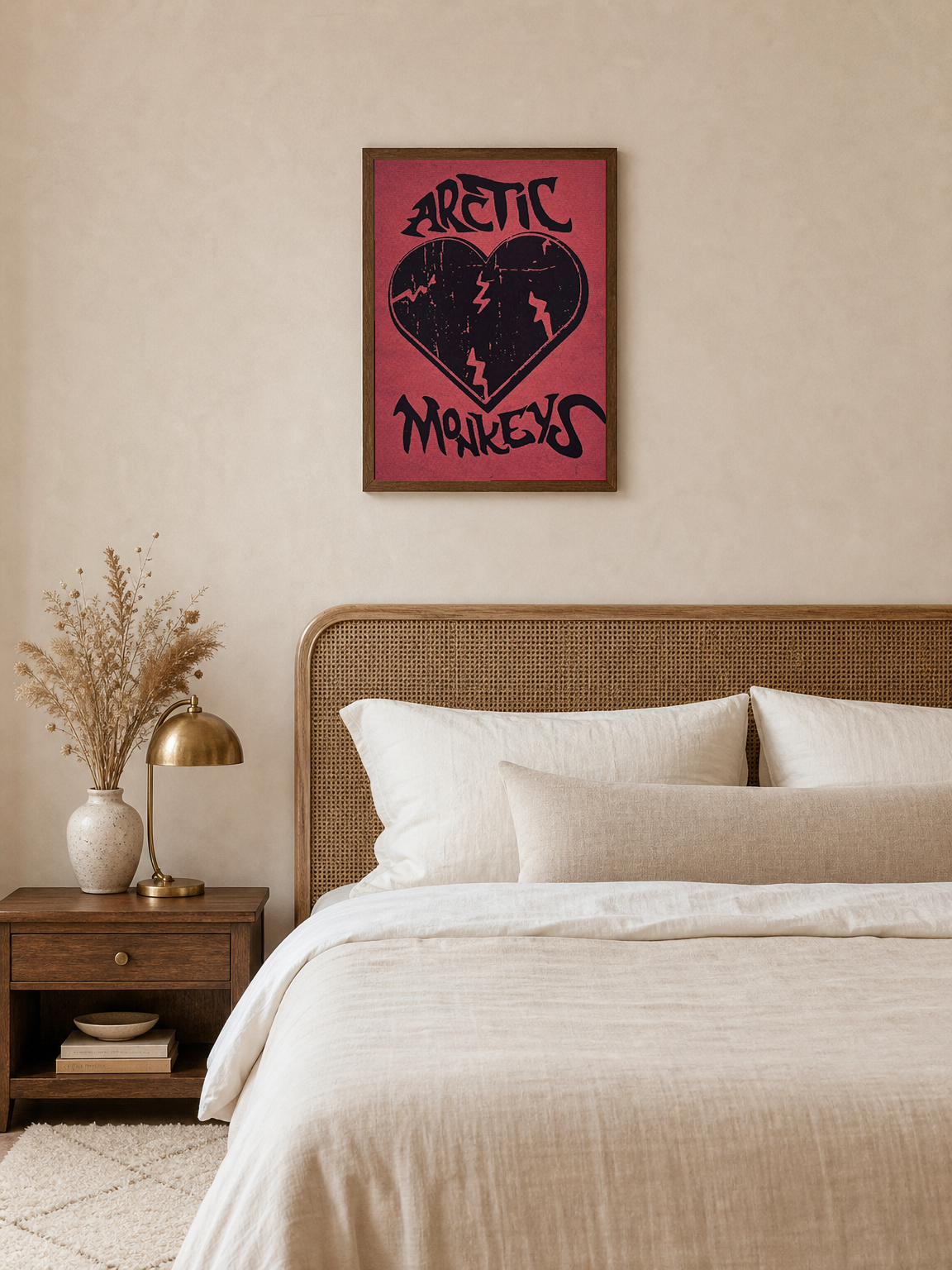 Arctic Monkeys Heart Graphic Wall Art Print - dark wood framed