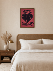 Arctic Monkeys Heart Graphic Wall Art Print - dark wood framed