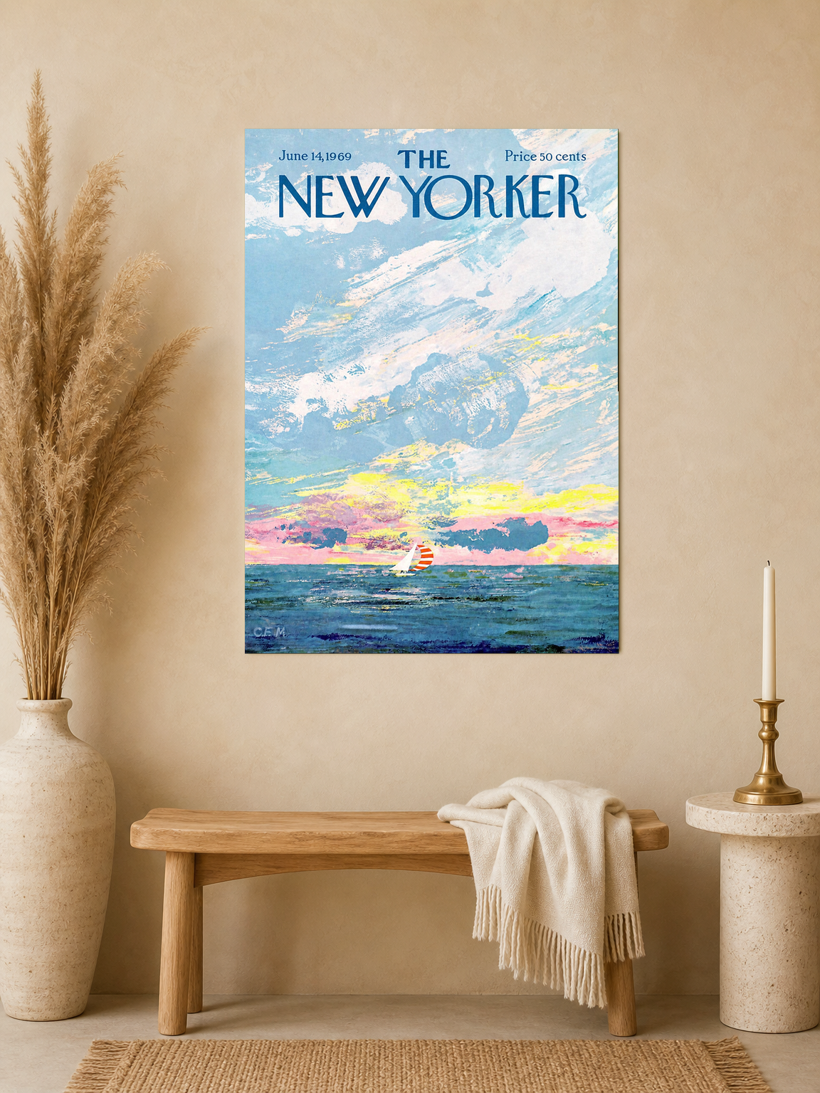 The New Yorker Sailboat Cover Wall Art Print - unframed mockup