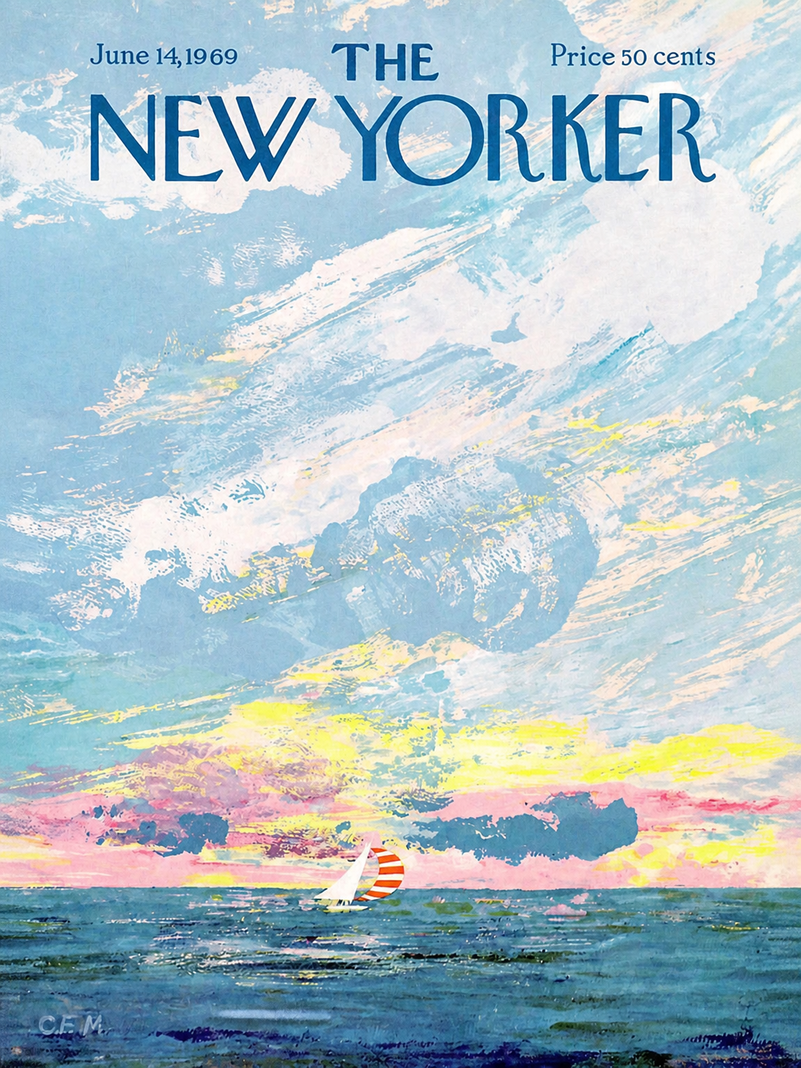 The New Yorker Sailboat Cover Wall Art Print - unframed