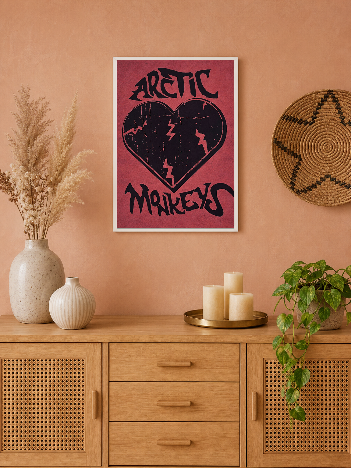 Arctic Monkeys Heart Graphic Wall Art Print - white framed