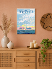 The New Yorker Sailboat Cover Wall Art Print - white framed