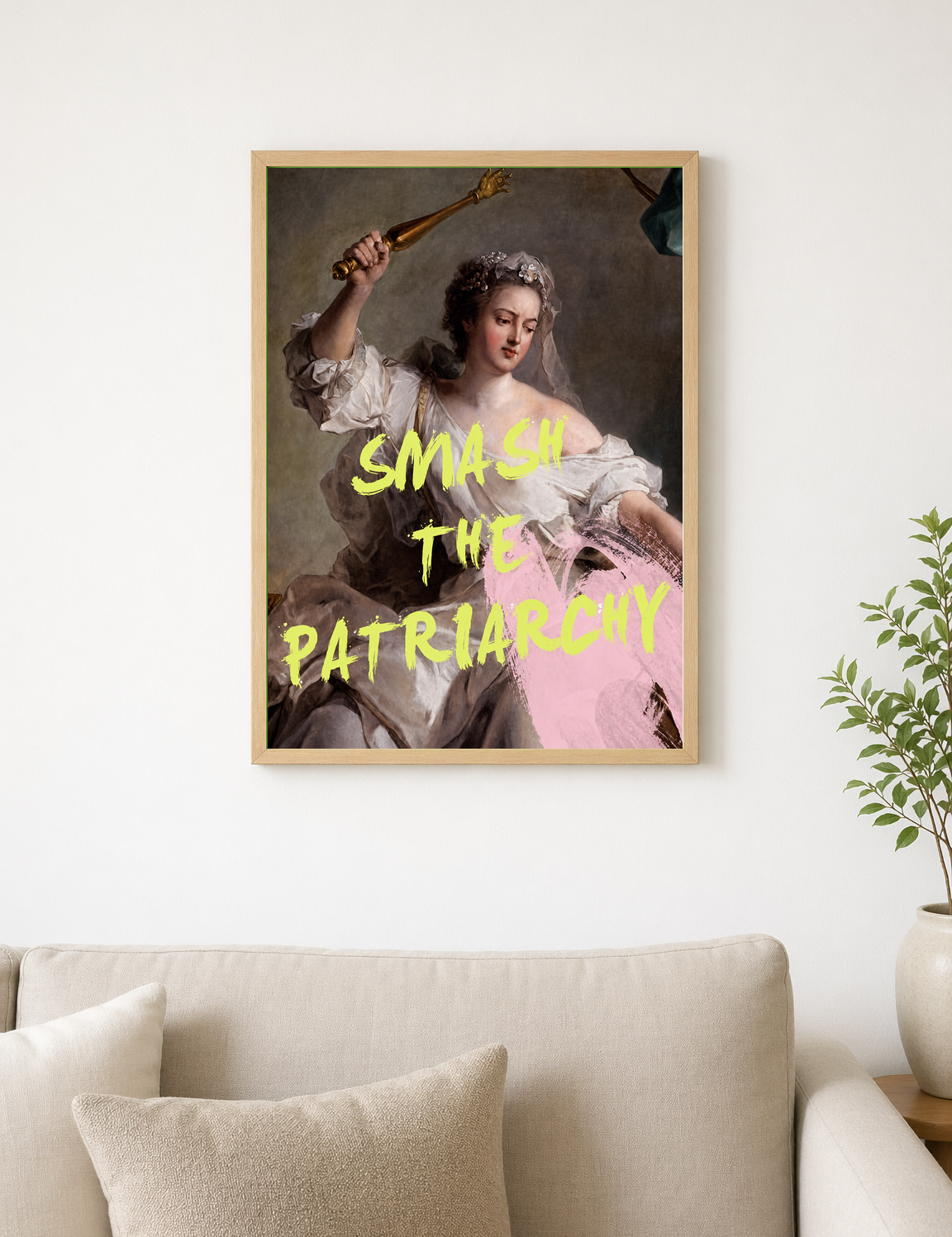 Smash the Patriarchy Feminist Wall Art Print - wood framed poster
