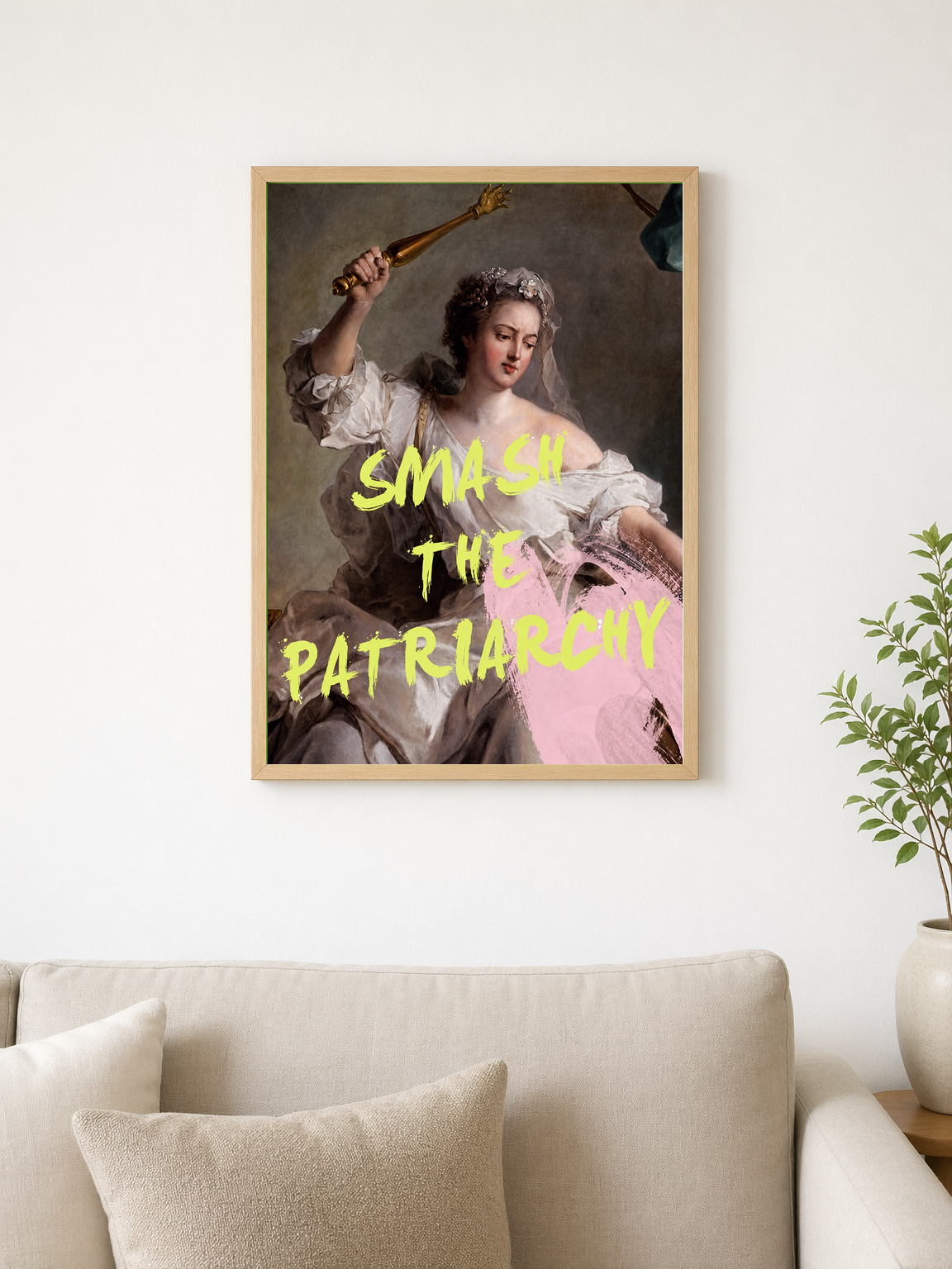 Smash the Patriarchy Feminist Wall Art Print - wood framed poster