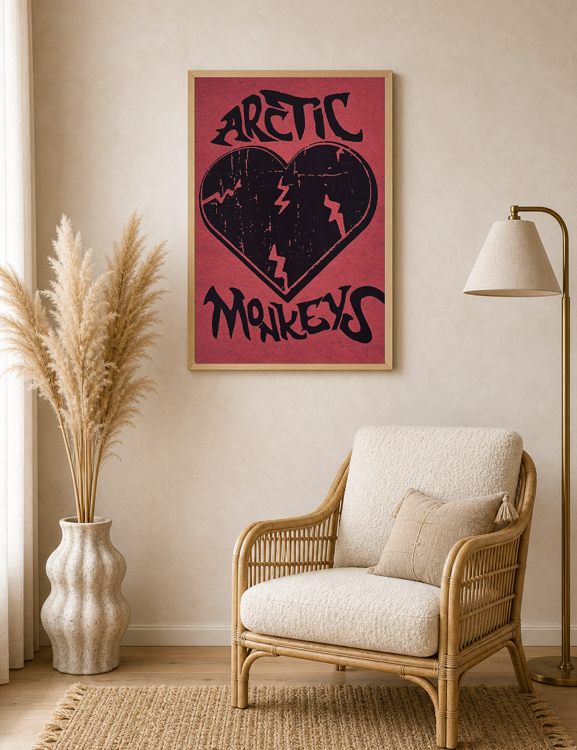 Arctic Monkeys Heart Graphic Wall Art Print - wood framed poster