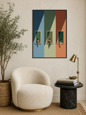 Color Block Windows & Musicians Wall Art Print - black framed