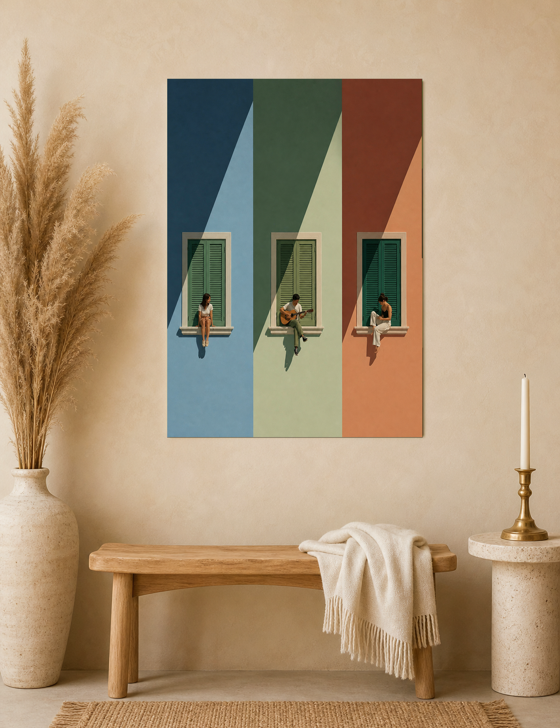 Color Block Windows & Musicians Wall Art Print - unframed mockup