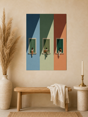 Color Block Windows & Musicians Wall Art Print - unframed mockup