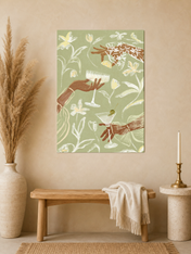 Floral Cocktail Party Wall Art Print - unframed mockup