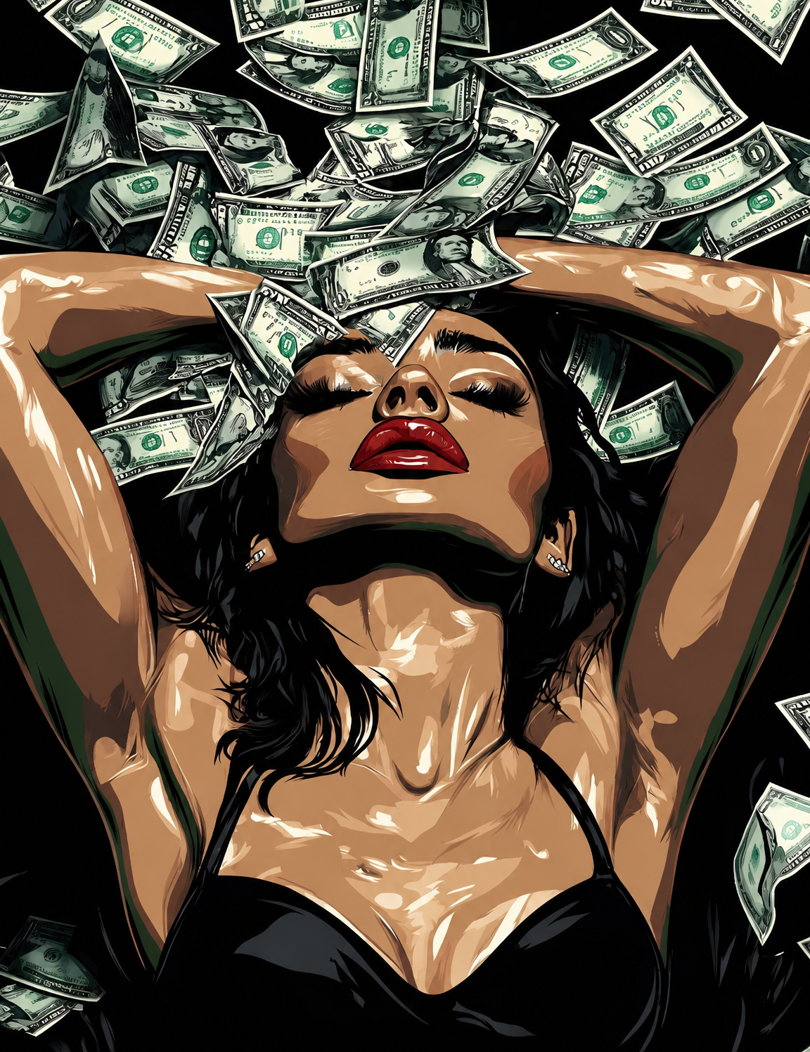 Glamorous Money Rain Wall Art Print - unframed