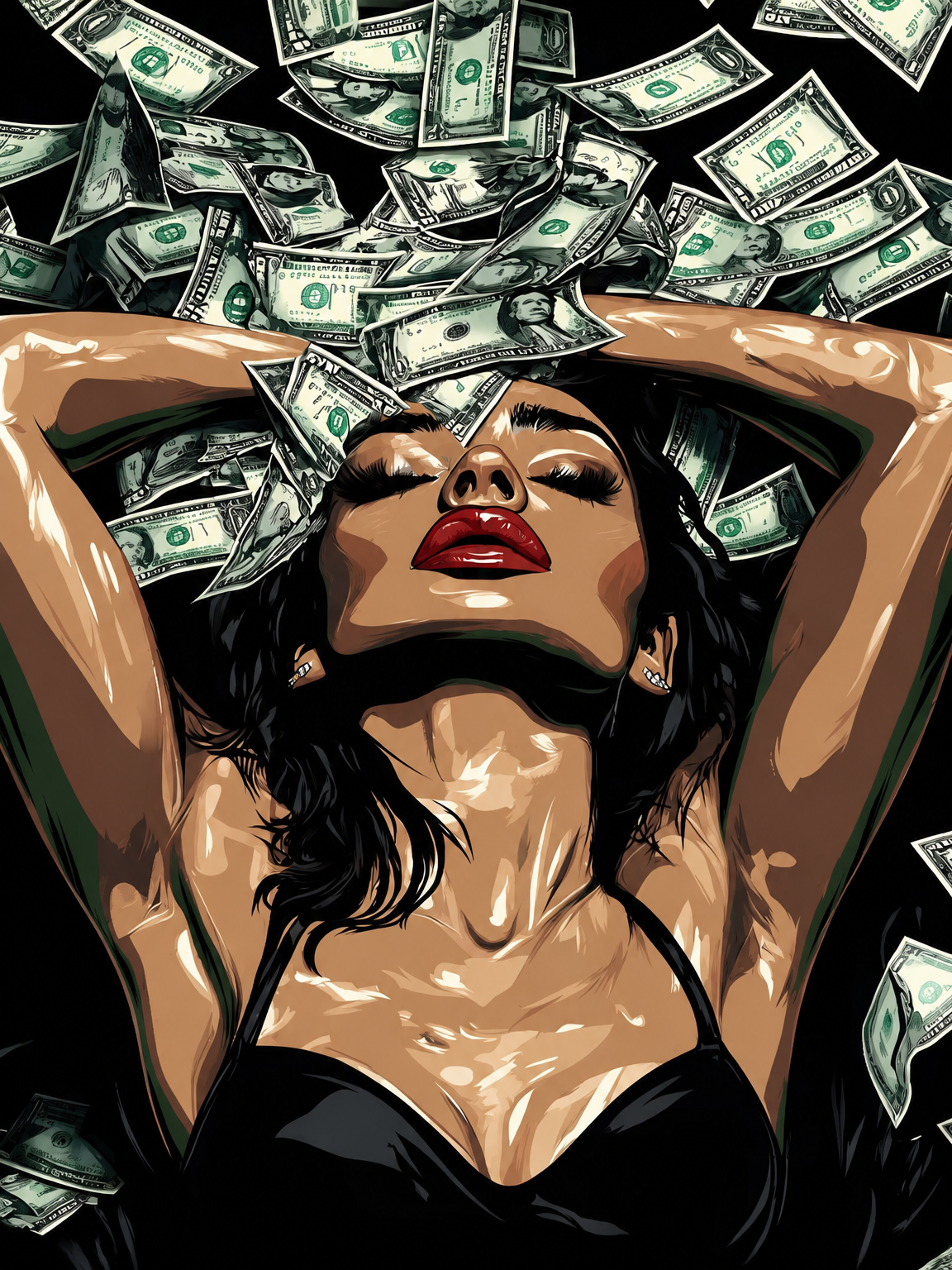 Glamorous Money Rain Wall Art Print - unframed