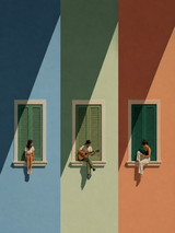 Color Block Windows & Musicians Wall Art Print