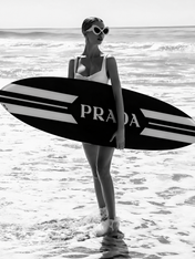 Prada Surf Girl Black and White Wall Art Print - unframed