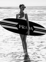 Prada Surf Girl Black and White Wall Art Print