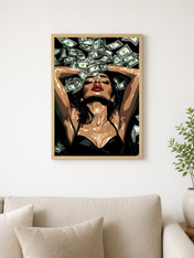 Glamorous Money Rain Wall Art Print - wood framed poster