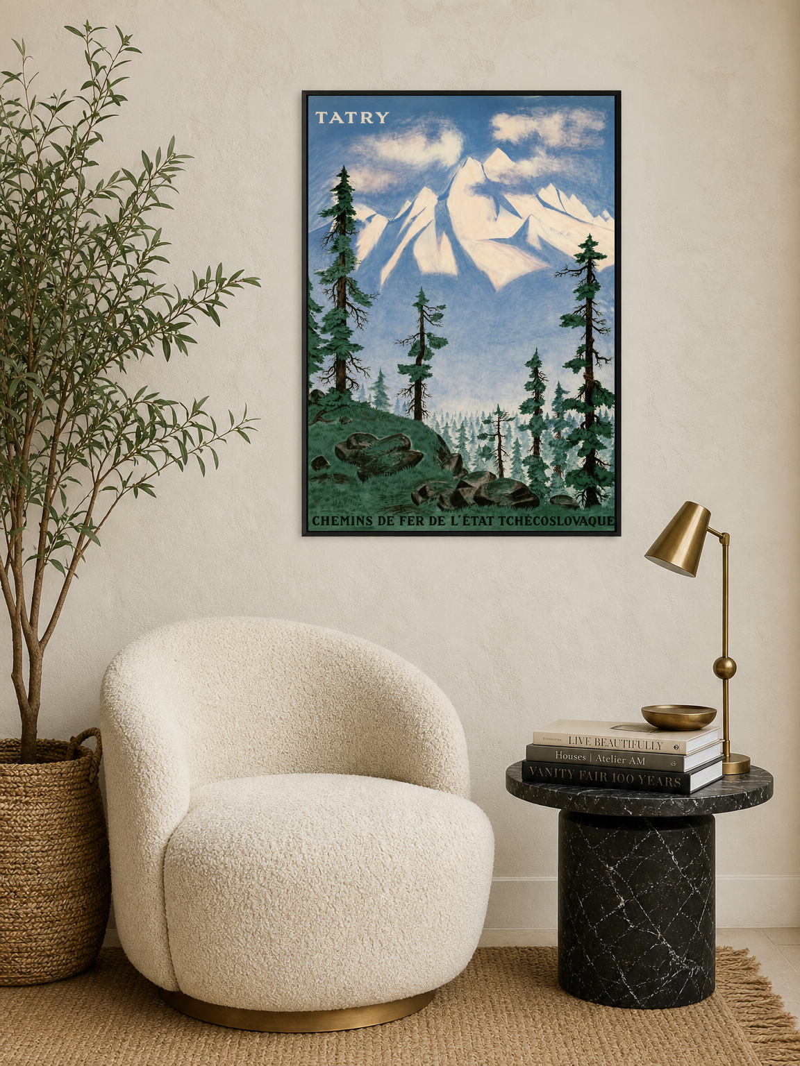 Tatry Mountain Travel Poster Wall Art Print - black framed