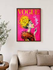 Vogue Inspired Fashion Wall Art Print - dark wood framed