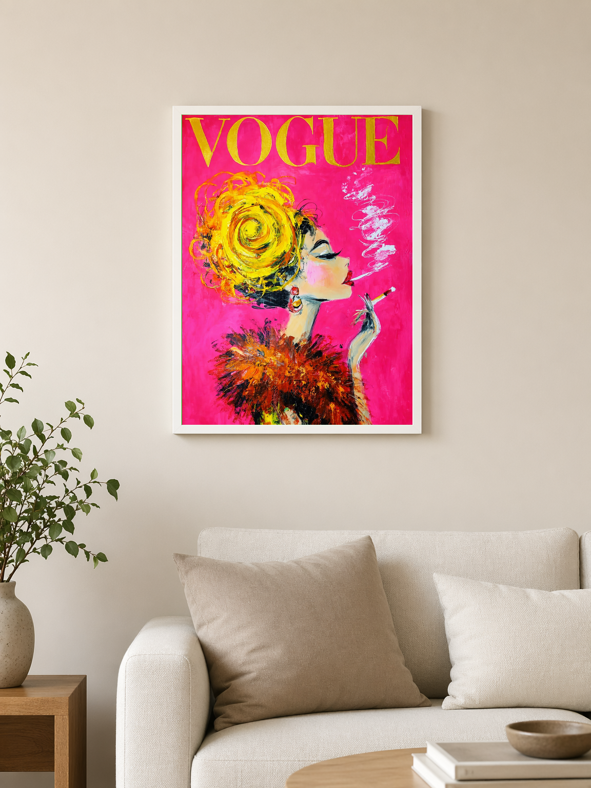 Vogue Inspired Fashion Wall Art Print - white framed