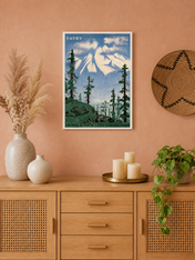 Tatry Mountain Travel Poster Wall Art Print - white framed