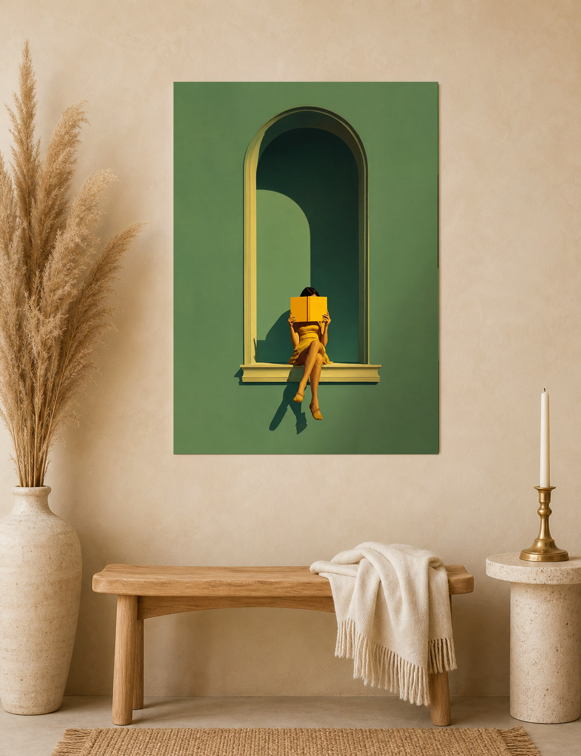 Minimalist Reader in Arch Wall Art Print - unframed mockup