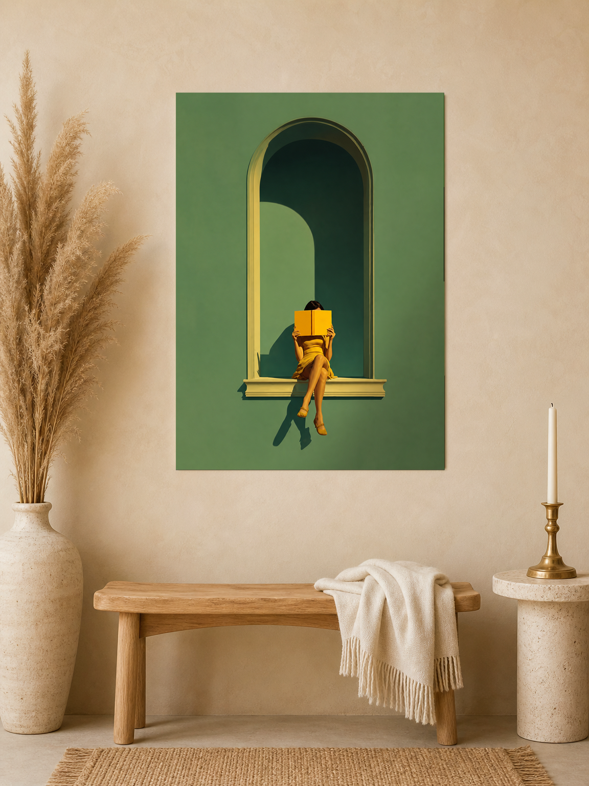 Minimalist Reader in Arch Wall Art Print - unframed mockup