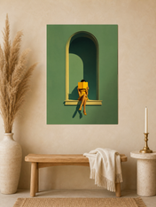 Minimalist Reader in Arch Wall Art Print - unframed mockup