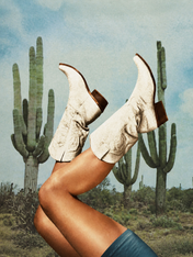 Surreal Cowboy Boots Desert Wall Art Print - unframed