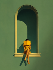 Minimalist Reader in Arch Wall Art Print - unframed