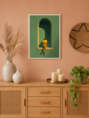 Minimalist Reader in Arch Wall Art Print - white framed