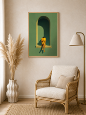 Minimalist Reader in Arch Wall Art Print - wood framed poster