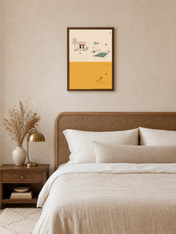 Minimalist Poolside & Surf Wall Art Print - dark wood framed