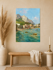 Coastal Italian Harbor Wall Art Print - unframed mockup