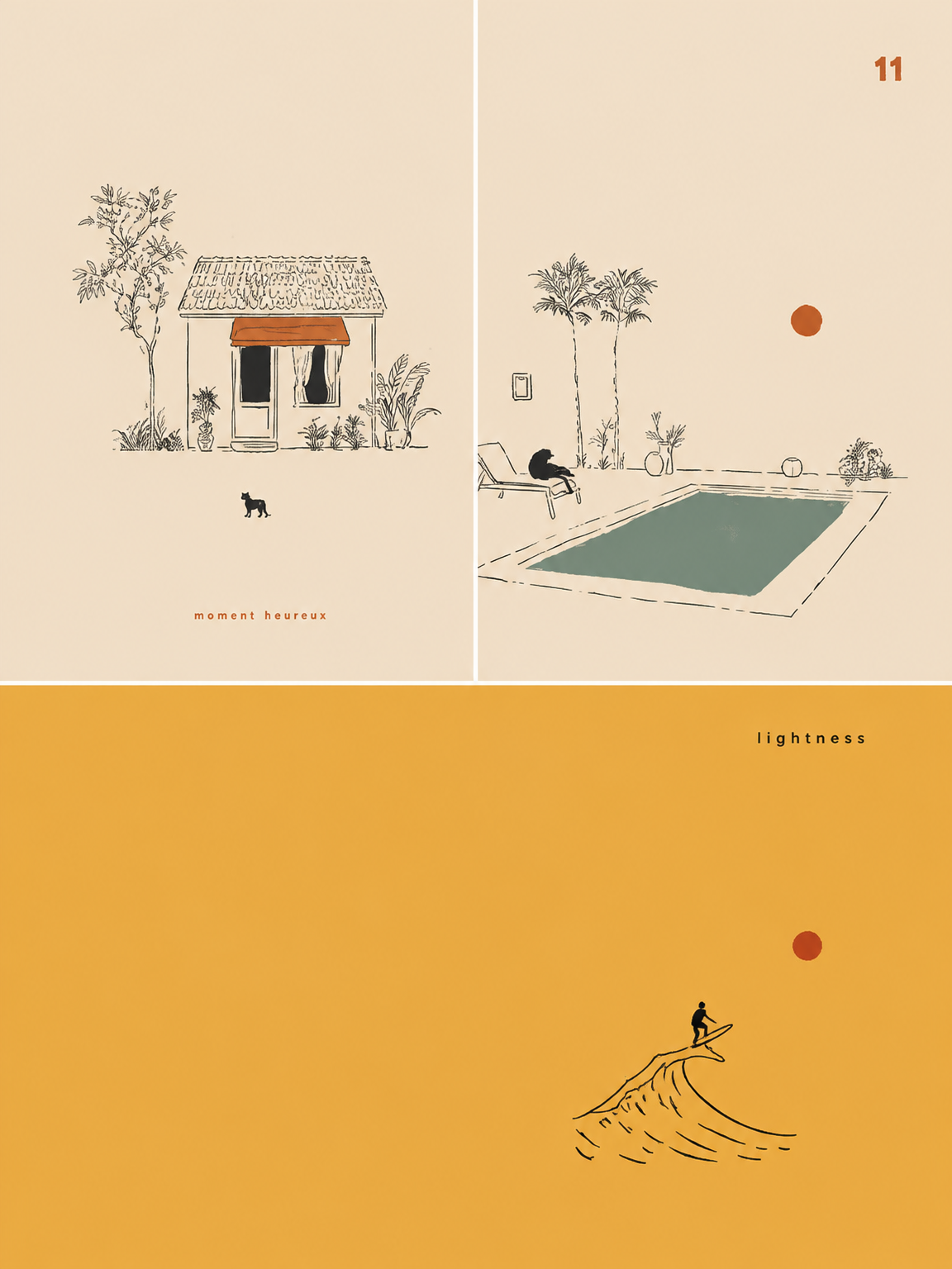 Minimalist Poolside & Surf Wall Art Print - unframed