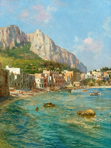 Coastal Italian Harbor Wall Art Print