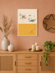 Minimalist Poolside & Surf Wall Art Print - white framed