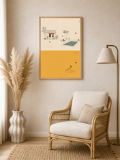 Minimalist Poolside & Surf Wall Art Print - wood framed poster