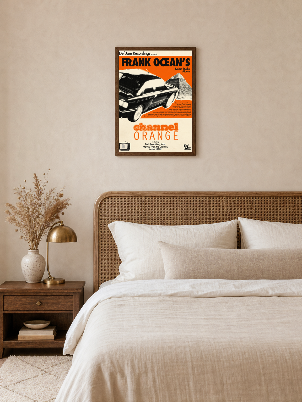 Frank Ocean Channel Orange Wall Art Print - dark wood framed