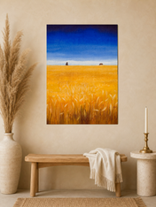 Golden Wheat Field Landscape Wall Art Print - unframed mockup