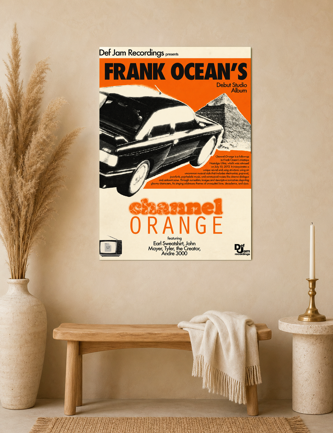 Frank Ocean Channel Orange Wall Art Print - unframed mockup