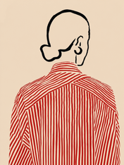 Minimal Line Portrait Red Stripe Wall Art Print - unframed