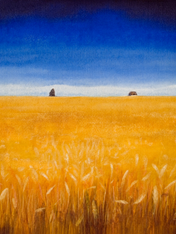 Golden Wheat Field Landscape Wall Art Print - unframed