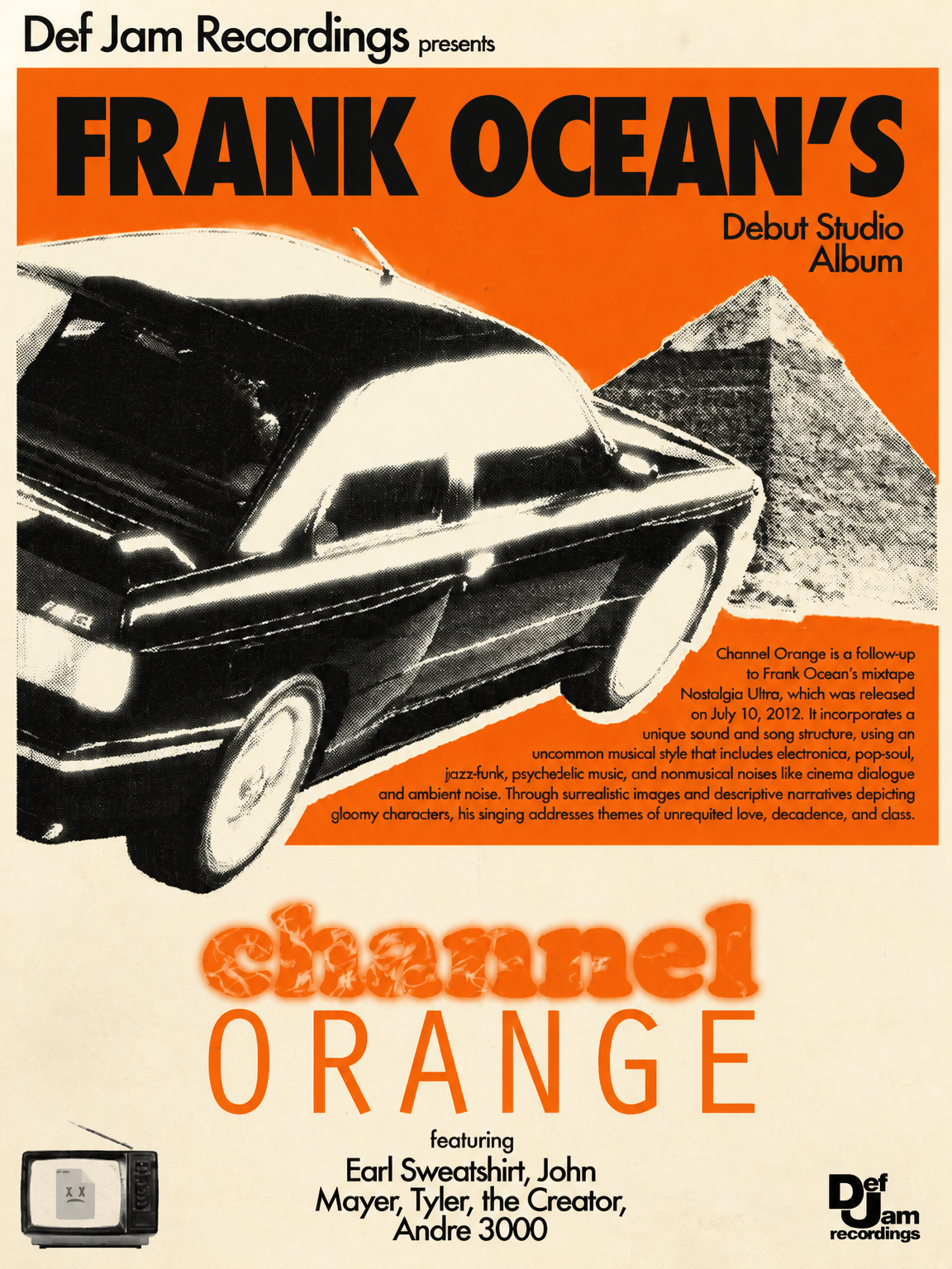 Frank Ocean Channel Orange Wall Art Print - unframed