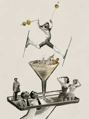 Retro Ski Martini Surreal Wall Art Print - unframed