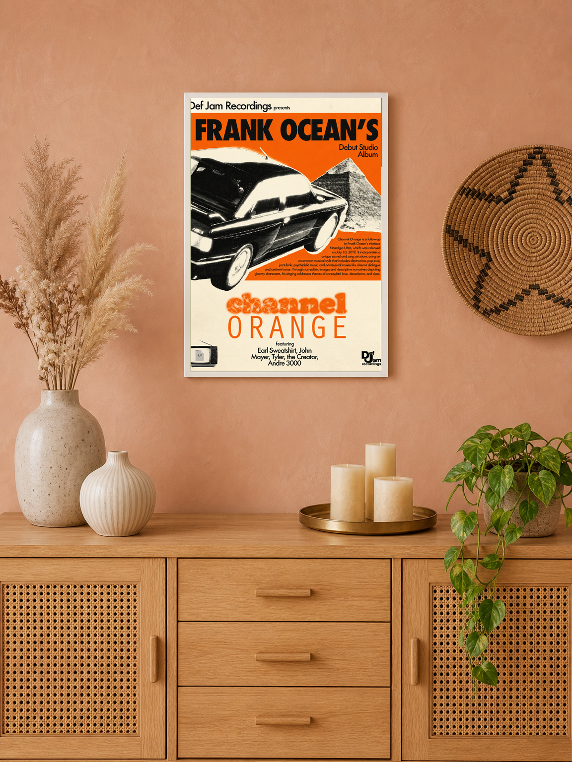 Frank Ocean Channel Orange Wall Art Print - white framed